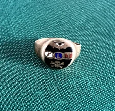 Vintage Odd Fellows 10k Yellow Gold Ring With Skull & Bones and Eye READ