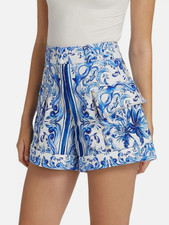 Farm Rio Women s White Blue Floral Garden Til...