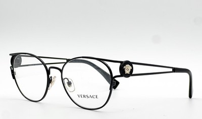 NEW VERSACE MOD.1250 1009 BLACK AND GOLD AUTHENTIC EYEGLASSES 52-17