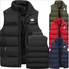 Winter Sleeveless Jacket Mens Bomber Jacket Padded Warm Quilted Coats Thick Vest