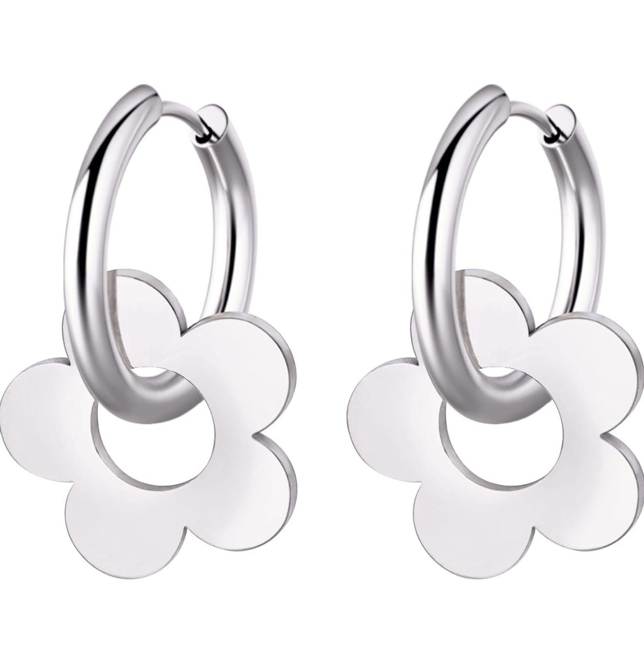 Boucles d'oreilles pendantes femme en acier argenté à offrir pour un anniversaire