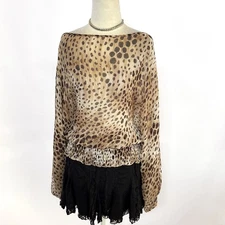 Vintage 2000’s Y2k BEBE Sheer Silk Leopard Print M