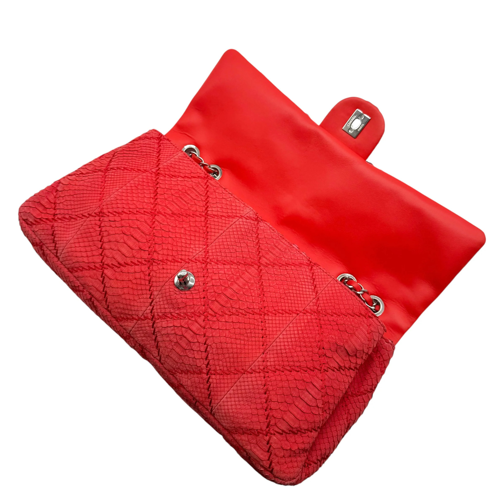 Chanel Red Python Wild Stitch Large Flap Bag - image 8
