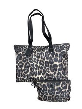 COACH Leopard Print Tote Bag Pouch Lightweight Packable Nylon Large Capacity