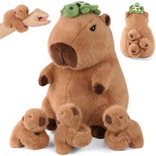 5 in 1 Capybara Plush, 12.8" Mommy Capybara Stuffed Animal with 3 Babies Capi...