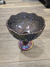 IMPERIAL OCTAGON FOOTED CANDY DISH COMPOTE SMOKE AMETHYST