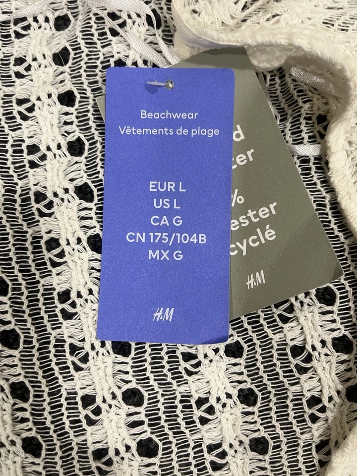 ¡Nuevo! Cubierta de baño H&M color blanco ropa de playa con cordones talla grande Foto 4 de 4