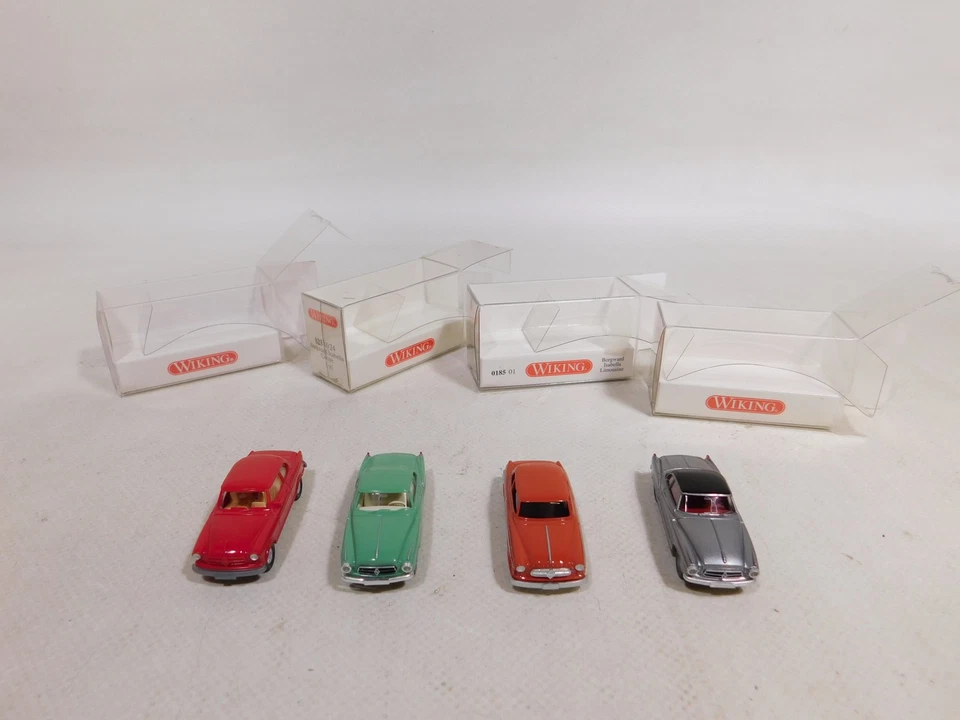 4x wiking H0 1:87 Modello Borgward Isabella 0185 Berlina 823 Top + Box # - Immagine 4 di 4