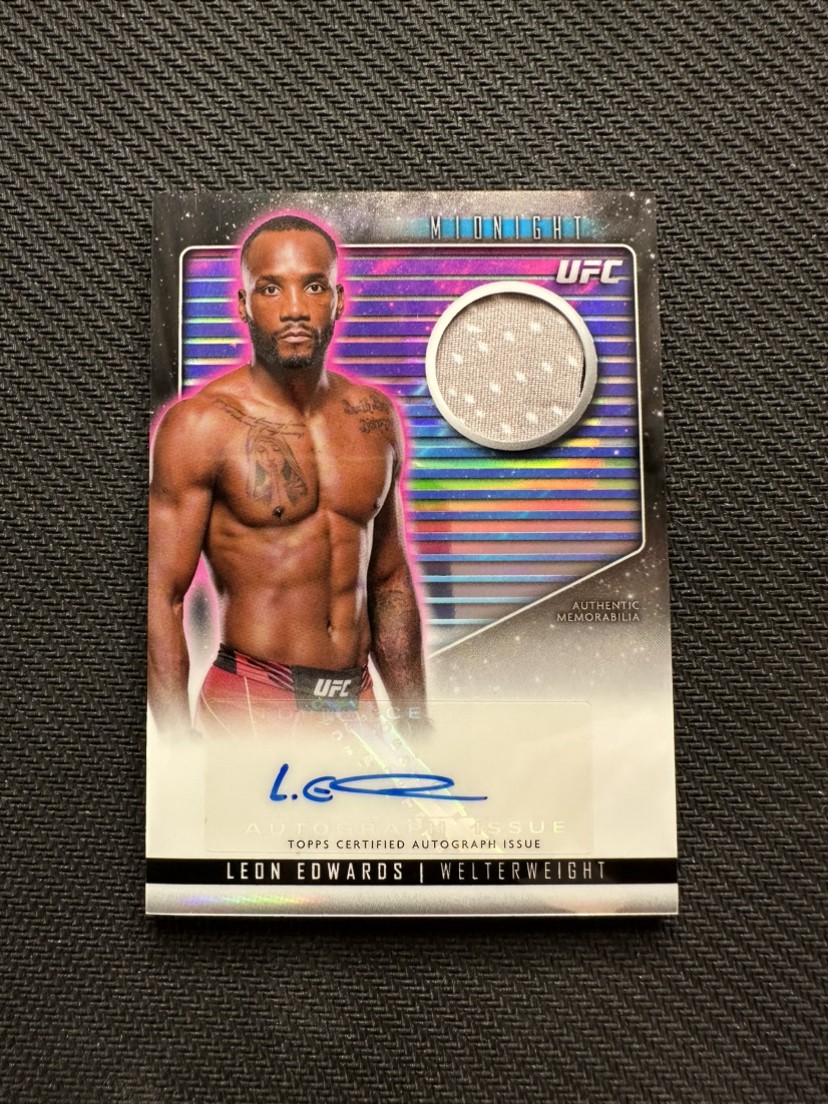 Leon Edwards Patch Auto 2024 Topps Midnight UFC RCA-LES B304