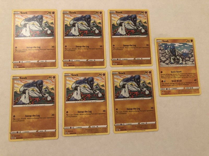 Lot Of 7 Sawk Pokemon Cards