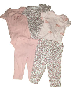 JC !WOW! 0-3M Carter's 5 piece Pink Floral Bodysuits & Pants Leggings Set