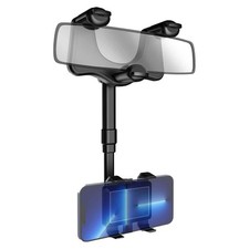 Universal Mount Rear View Mirror Phone Holder Rotatable and Retractable for All