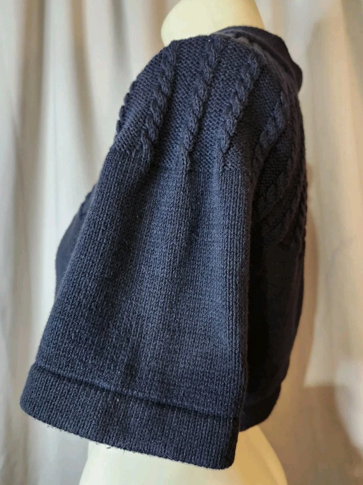 Xhilaration Suéter Negro Encogido Bolero Medio Cárdigan Tejido con Cable SS Niñas Talla LG Foto 3 de 4