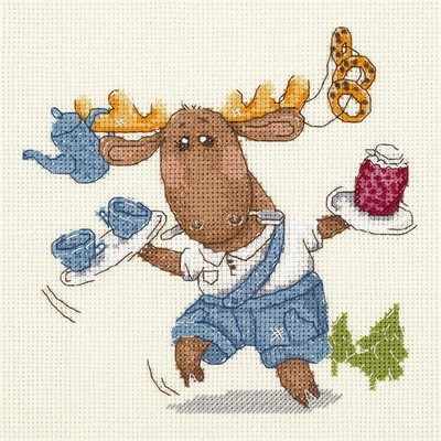 Klart counted cross stitch kit ''A cuppa with jam?'' 18x18cm, DIY