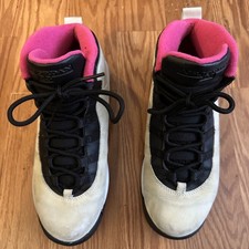 Nike Air Jordan 10 Retro GS Size 5Y Platinum Pink Black 487211-008 Girls Youth