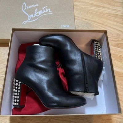 Christian Louboutin Bottines À Talon Courtes À Clous Femme Taille 36 Authentique - Photo 1/4