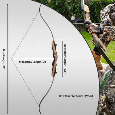 Arc Recourbé SHARROW 62" Bois – Chasse Et Cible – Droitier – Élévateur Technique