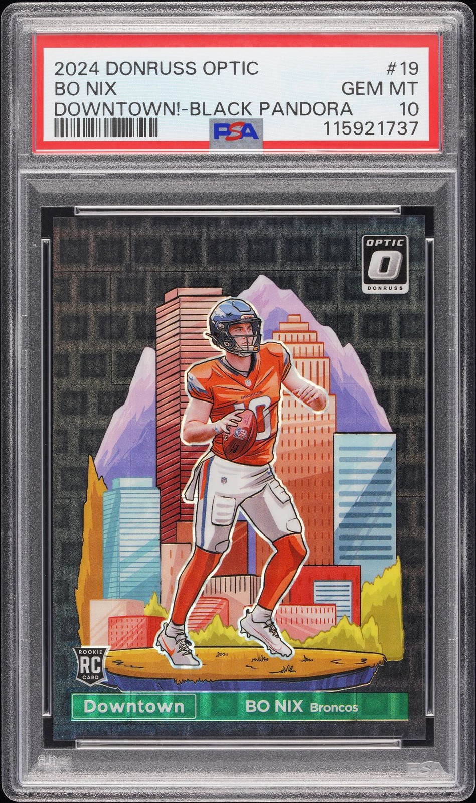 2024 PANINI DONRUSS OPTIC DOWNTOWN! BLACK PANDORA #19 BO NIX 15/25 PSA 10