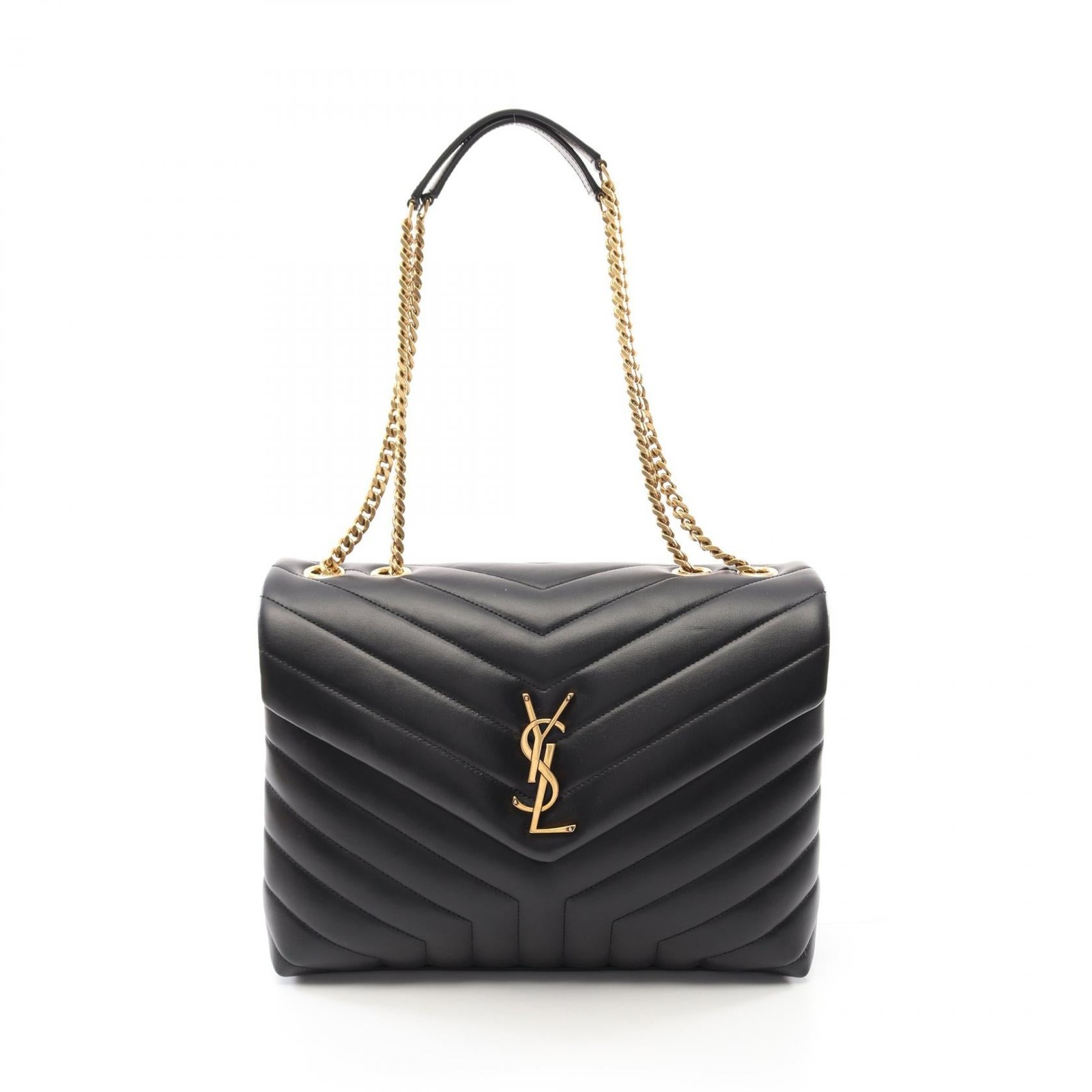 Saint Laurent Loulou Black Leather Tote Bag for Women One Size