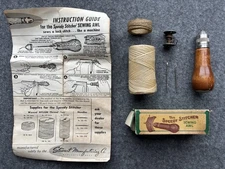 VTG SPEEDY STITCHER SEWING AWL W/ BOX INSTRUCTIONS, 2 NEEDLES 2 ROLLS WAX THREAD