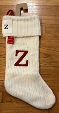 Letter Initial "Z" 18" White Monogram Xmas Stocking Knitted Knit By: Target NWT