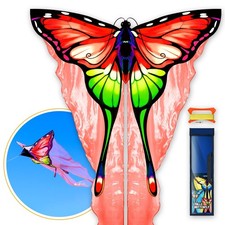 Red Tulle Butterfly Kite for Kids Adults Easy to Fly Outdoor Fun Sports Be...