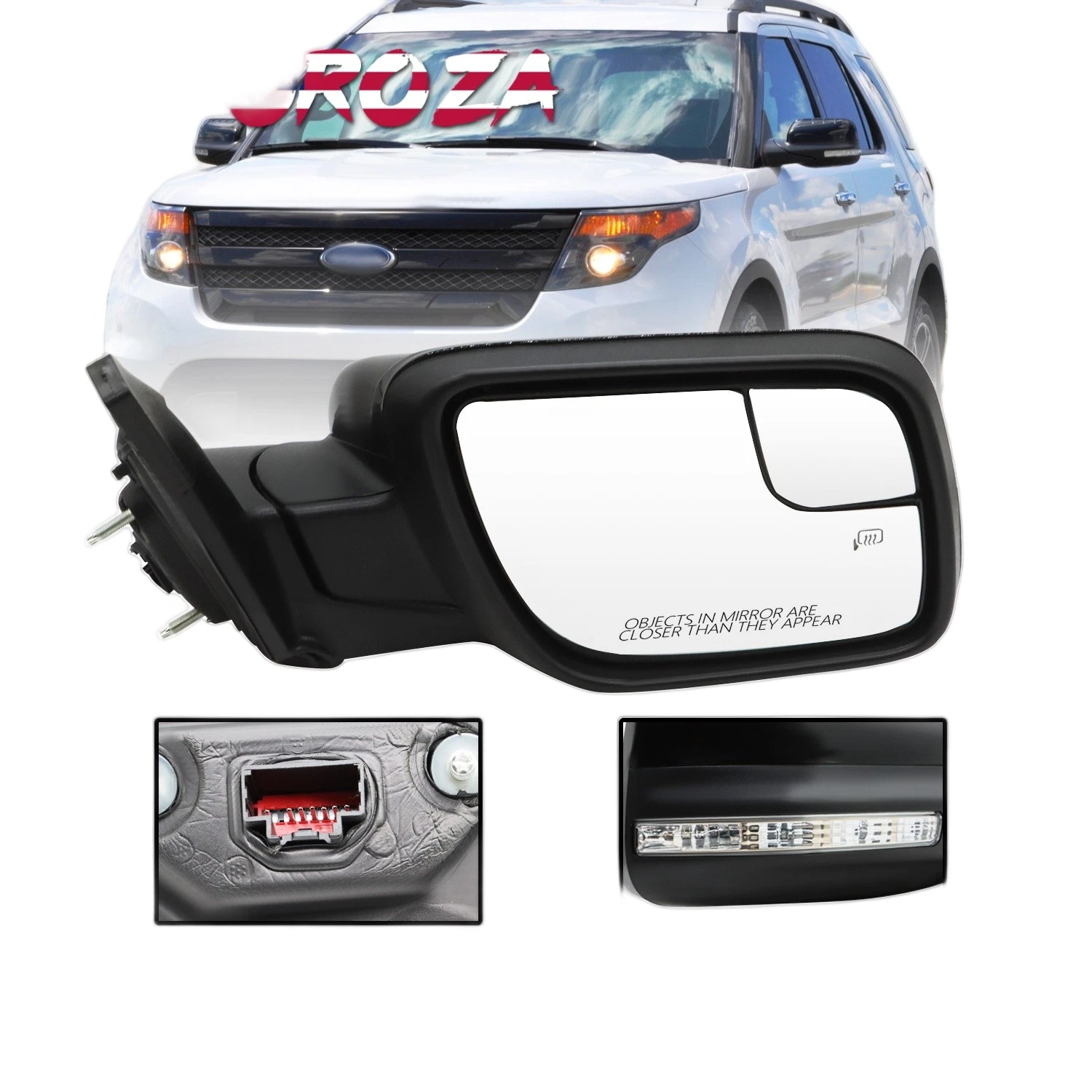Passenger Side 7 PIN Mirror Signal Puddle Heated For 2011-2015 Ford Explorer