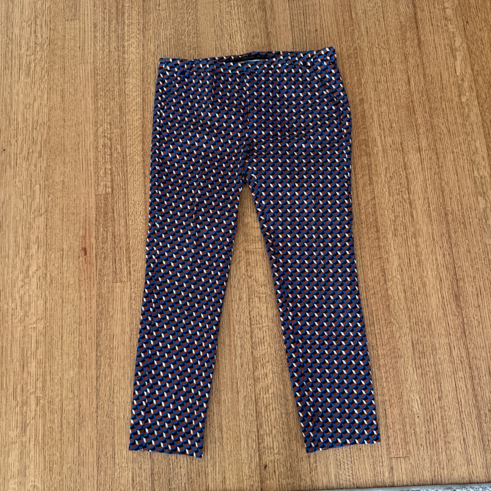 Zara Basic Women's Blue Geometric Print Pants Tro… - image 5