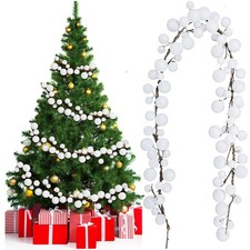 6 ft Christmas Ball Garland: White Christmas Ornaments Shatterproof Glitter B...