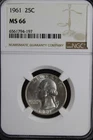 1961  Washington Quarter NGC MS66