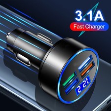 4-Port USB PD Car Charger Adapter QC3.0 Fast Charging LED Display Accessories