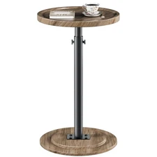 Pedestal Side Table,Round Drink Table for Small Spaces,Height Adjustable End ...