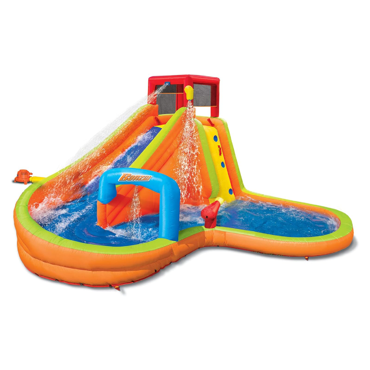 Banzai Lazy River Inflatable Outdoor Adventure Water Park Slide and Splash  Pool