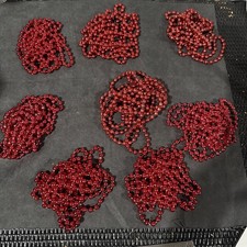 64 feet Strand of Beaded Christmas Tree Garland Metallic Red 8 sets of 8'