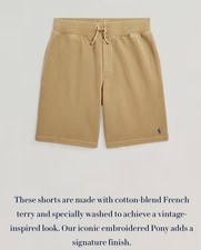 polo ralph lauren boys L 14-16 French Terry Drawstring Short.