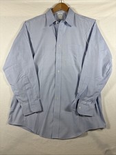 Brooks Brothers Shirt Mens 16 1/2 x 34 Blue Long Sleeve Slim Fit Dress