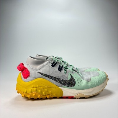 Nike Zoom Wildhorse 6 Light Gray Yellow Green Trail Running Shoes Women's Size 8 | eBay