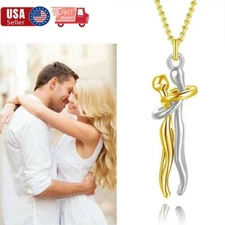 Affectionate Hug Couples Necklace Valentine's Day Embrace Chain Unisex Jewelry