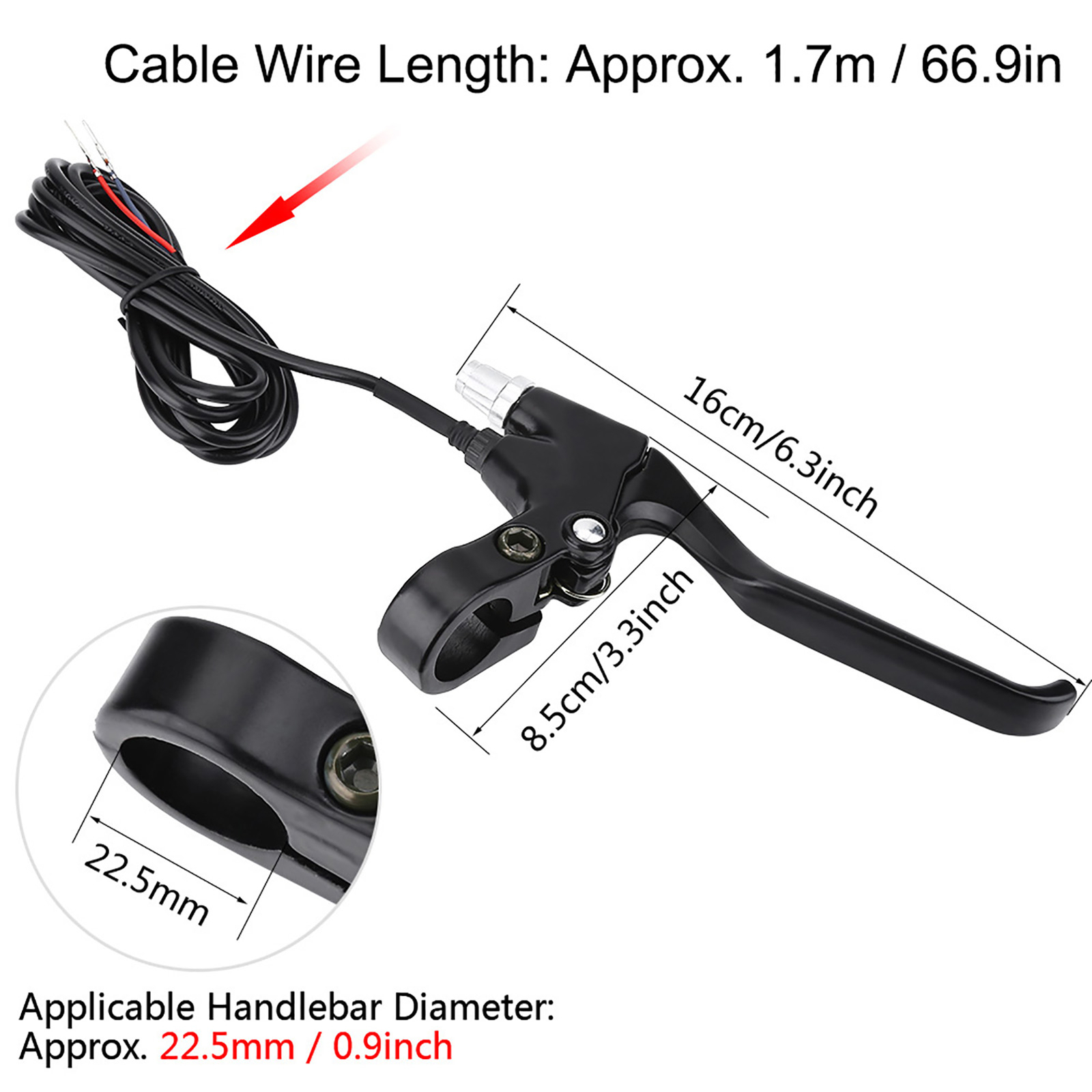 1 Pair Electric Bike Brake Levers 2 Wires E-Scooter Brake Lever Replacements