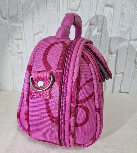 Vintage Pink Floral Travel Case Vanity Bag Makeup Toiletry Organizer Retro Cute - 第 3/16 張圖片