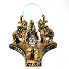ASIAN 3 Elephants Figurine Gold Crystalball Resin Home Garden Decor Indoor Luck