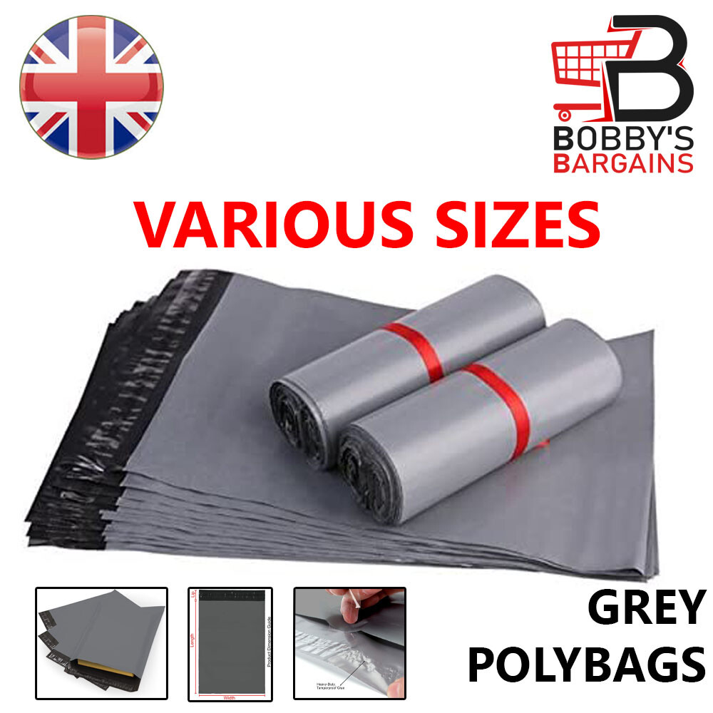 GREY POLY BAGS GRIP SEAL RESEALABLE LOCK PLASTIC REUSABLE POLYBAG
