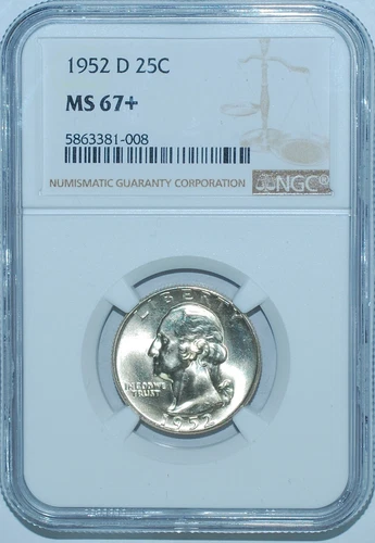 1952 D NGC MS67+ Washington Silver Quarter