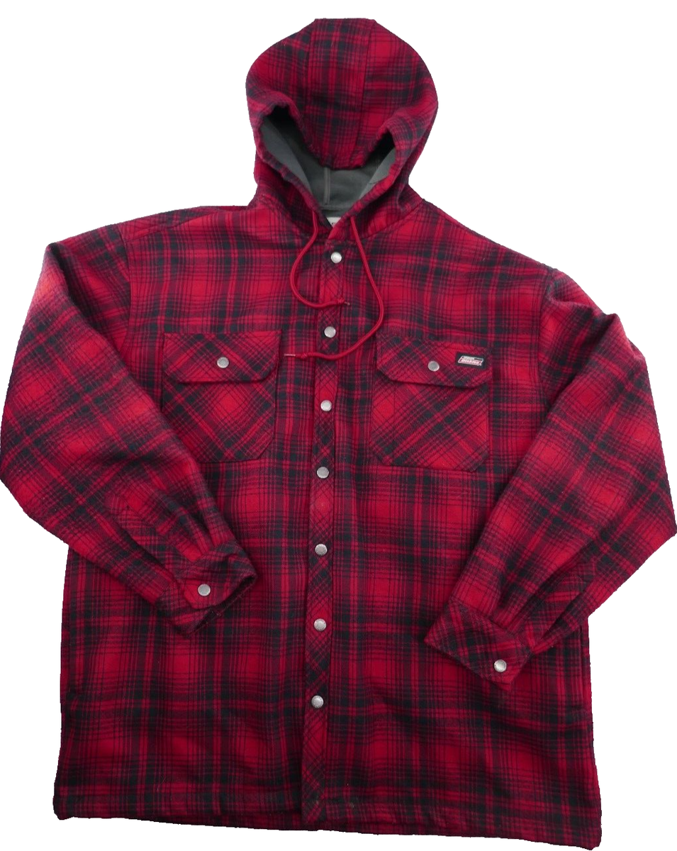 Hooded Flannel Dickies Plaid Lined Shirt Jacket Genuine Dickies