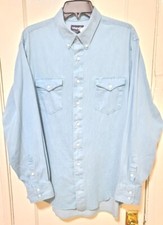 Vintage Wrangler Western Cowboy Shirt Extra Long Tails 16.5 x 34 Made in USA