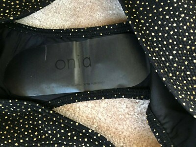 Bas De Bikini Hipster Onia Taille M - Imprimé Galaxy Dot Métallisé Noir/or - Neuf Avec étiquette