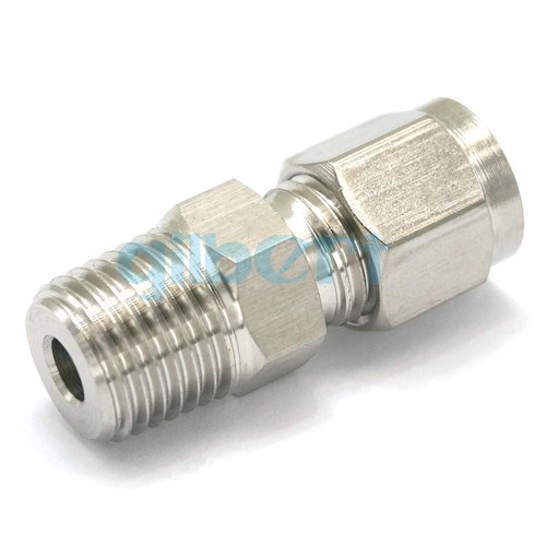 1/4" NPT Male- Fit 1/4" Metal Tube 304 Stainless Steel Pipe Compression Fitting - Picture 5 of 8