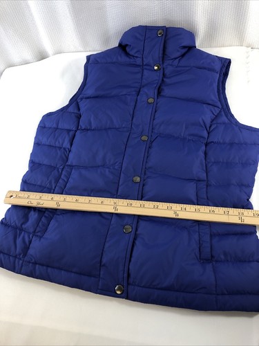 Gilet tampone Lands' End oca da donna taglia S 6-8 blu a scatto isolato anteriore - Foto 11 di 13