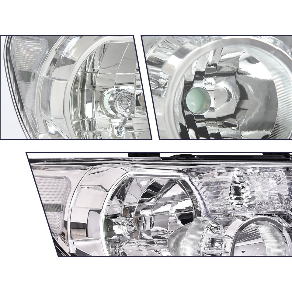 Clear Chrome Headlight Assembly Kit For 2007-2013 Toyota Tundra & 2008-2017 Sequoia - Direct Replacement