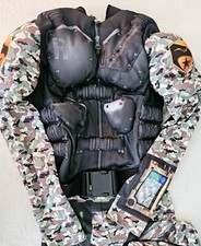 Military Solider Camouflage Jumpsuit, Padded Chest/Arms Costume, Sz. Small 5/6